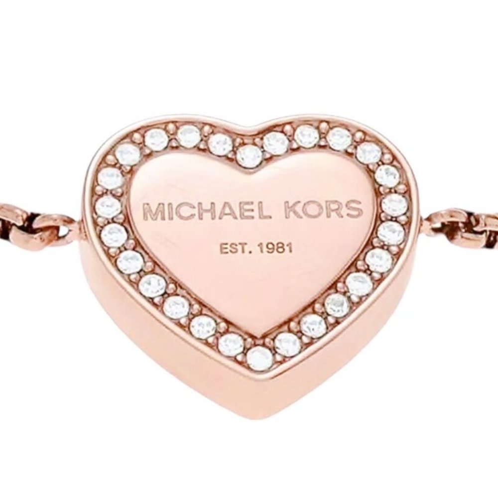 SOLD MICHAEL KORS Rose Gold Heart Slide Bracelet - Picture 2 of 7